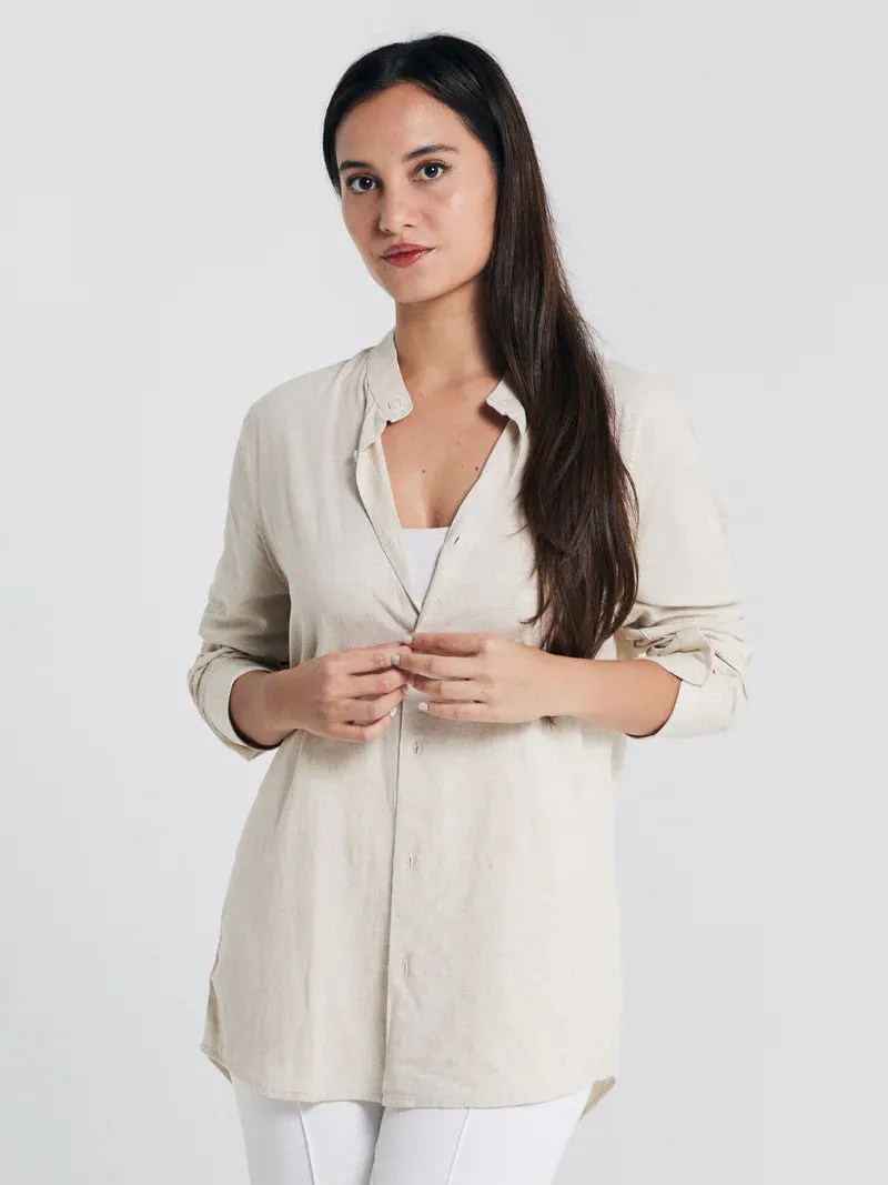 BAMBOO LINEN SHIRT | MANDARIN COLLAR (UNISEX)