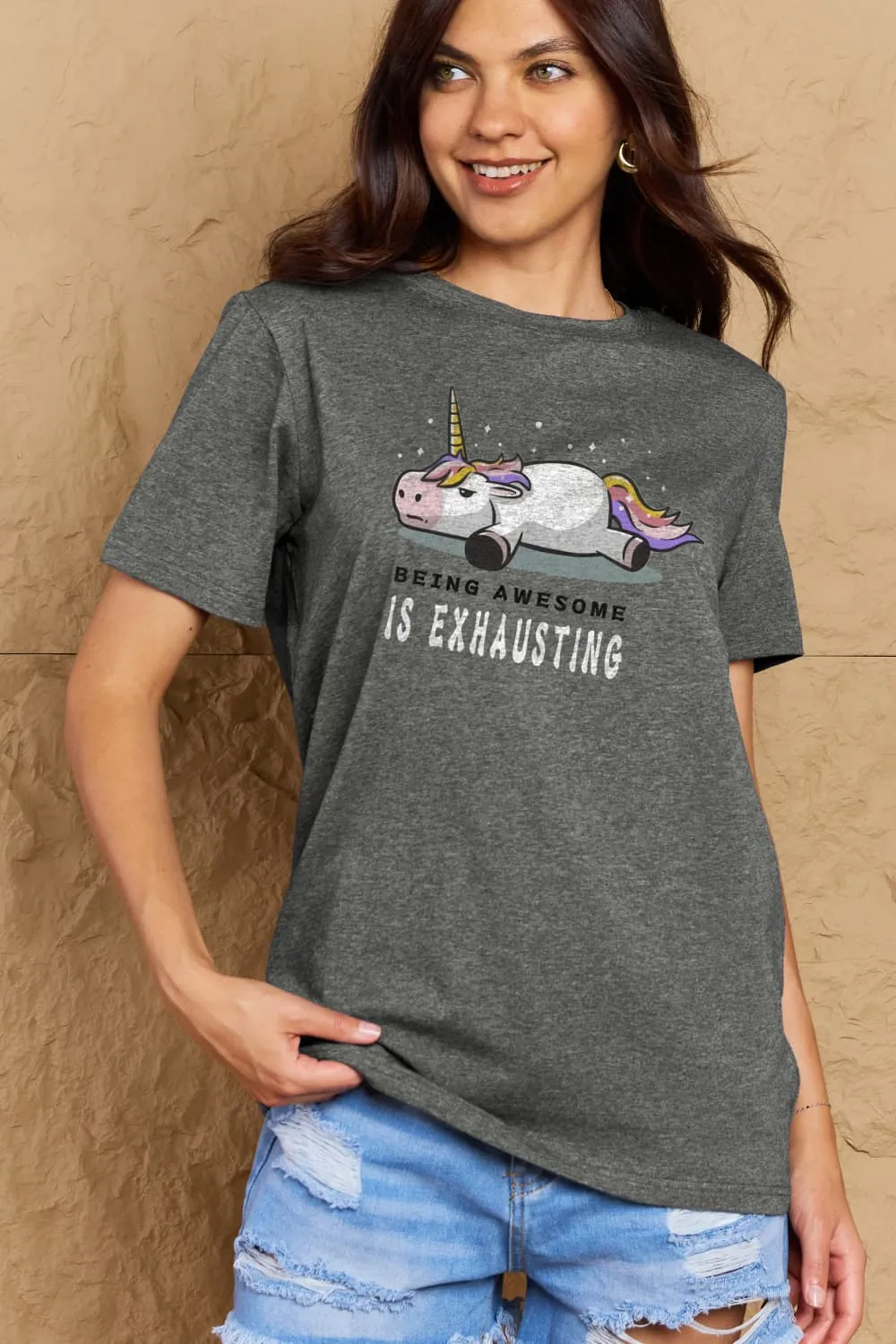 BEING AWESOME IS EXHAUSTING Graphic Cotton Tee