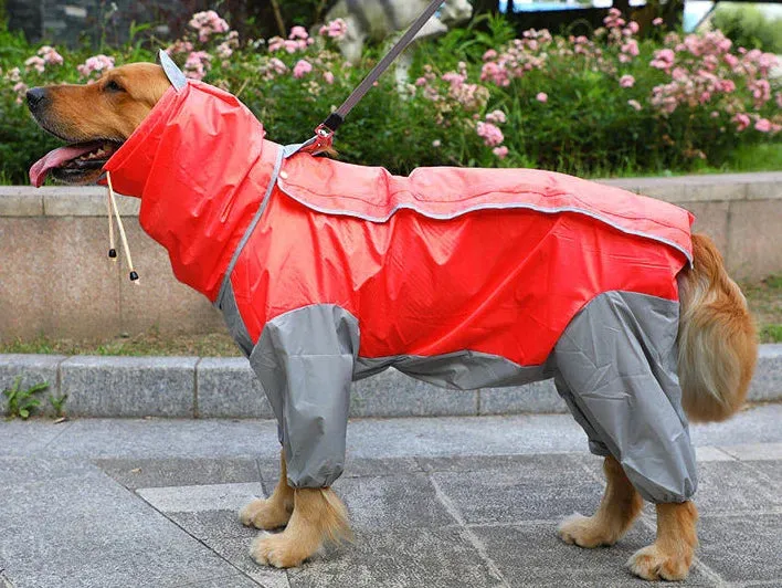 Big Dogs Raincoat Waterproof Dog Jumpsuit Dot Rain Cape For Medium Big Dogs Hooded Jacket Pet Rain Coat chubasquero para perrors