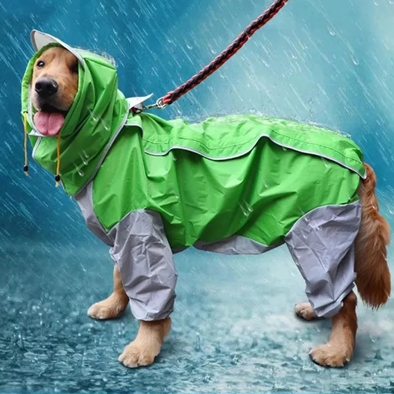 Big Dogs Raincoat Waterproof Dog Jumpsuit Dot Rain Cape For Medium Big Dogs Hooded Jacket Pet Rain Coat chubasquero para perrors