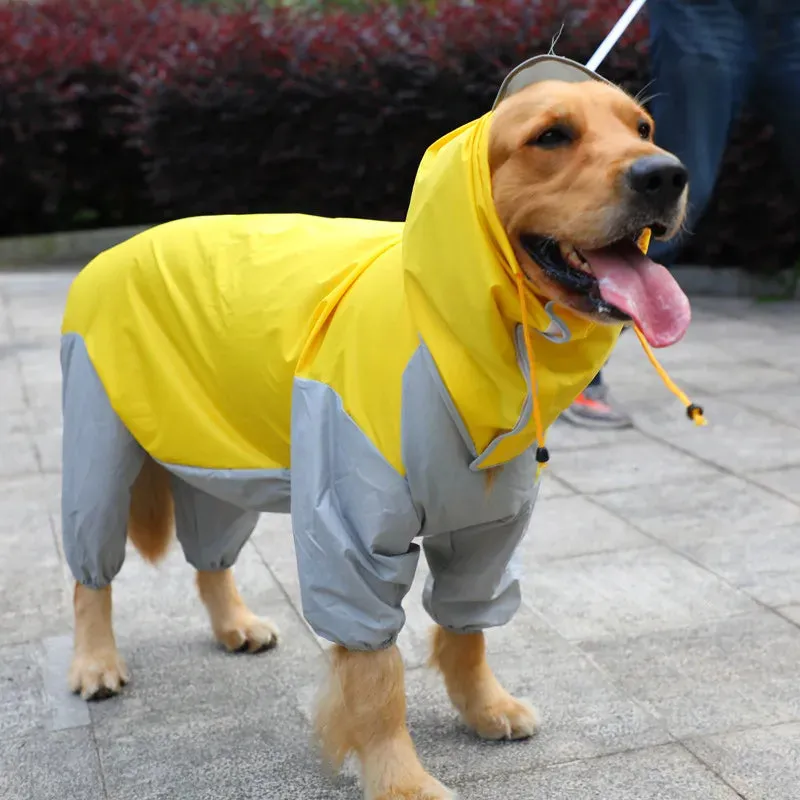 Big Dogs Raincoat Waterproof Dog Jumpsuit Dot Rain Cape For Medium Big Dogs Hooded Jacket Pet Rain Coat chubasquero para perrors