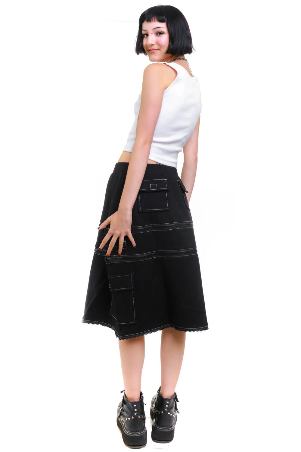 Black Carmen 5-in-1 Convertible Cargo Skirt