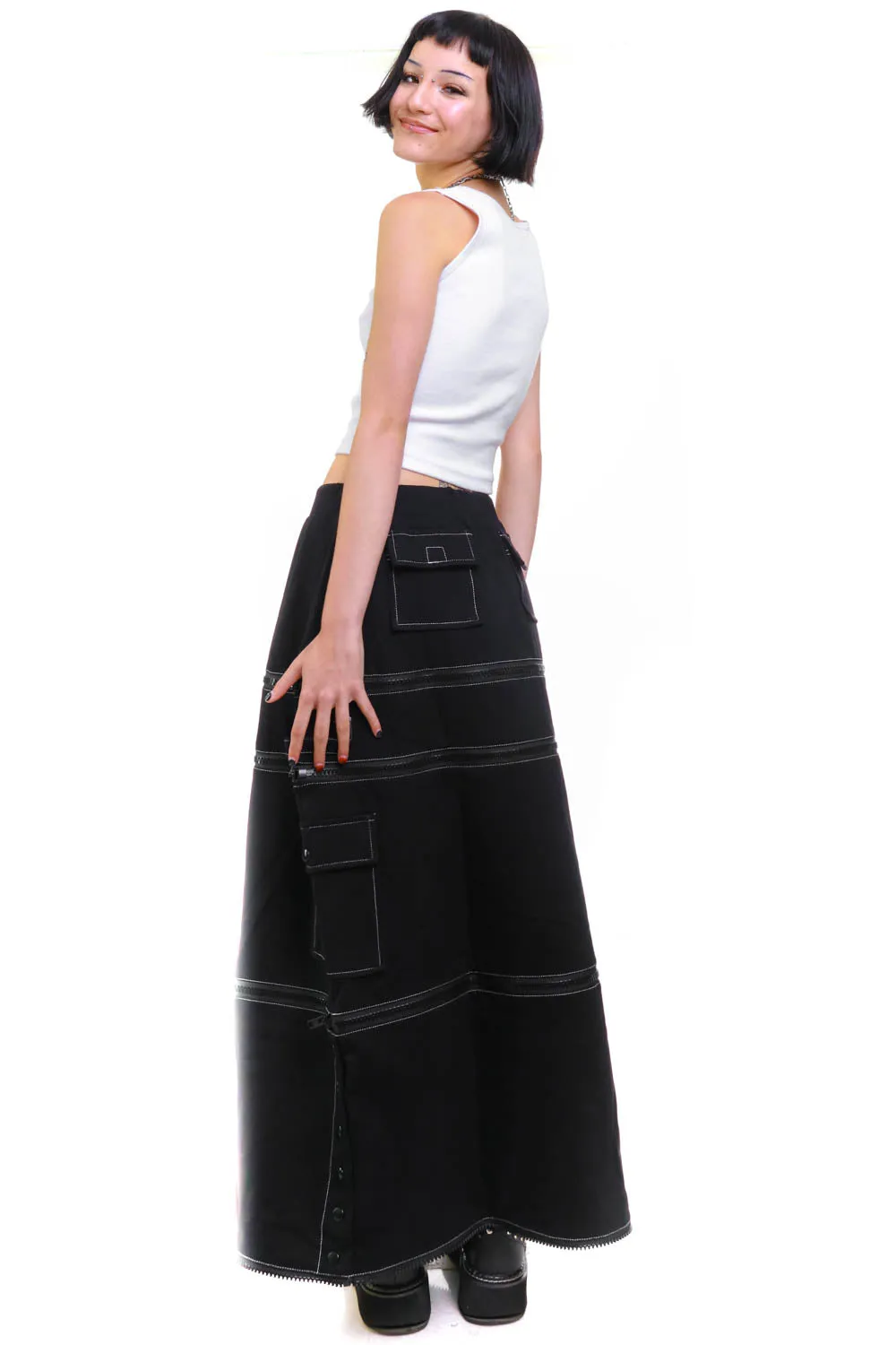 Black Carmen 5-in-1 Convertible Cargo Skirt