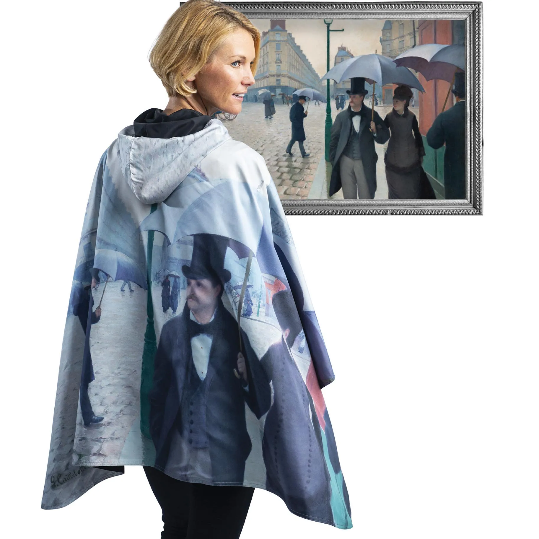 Caillebotte Paris Street Womens Rain Cape - Rainproof Breathable Rain Poncho