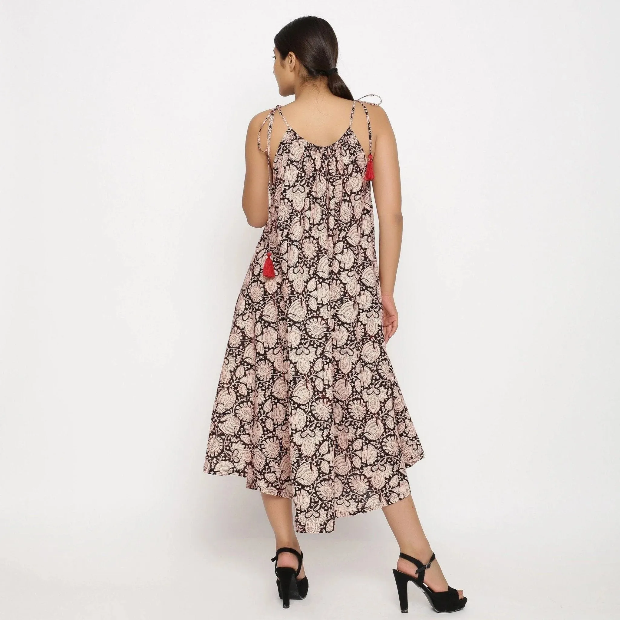 Convertible Block Print 3-Way Beige Cotton Skirt Dress