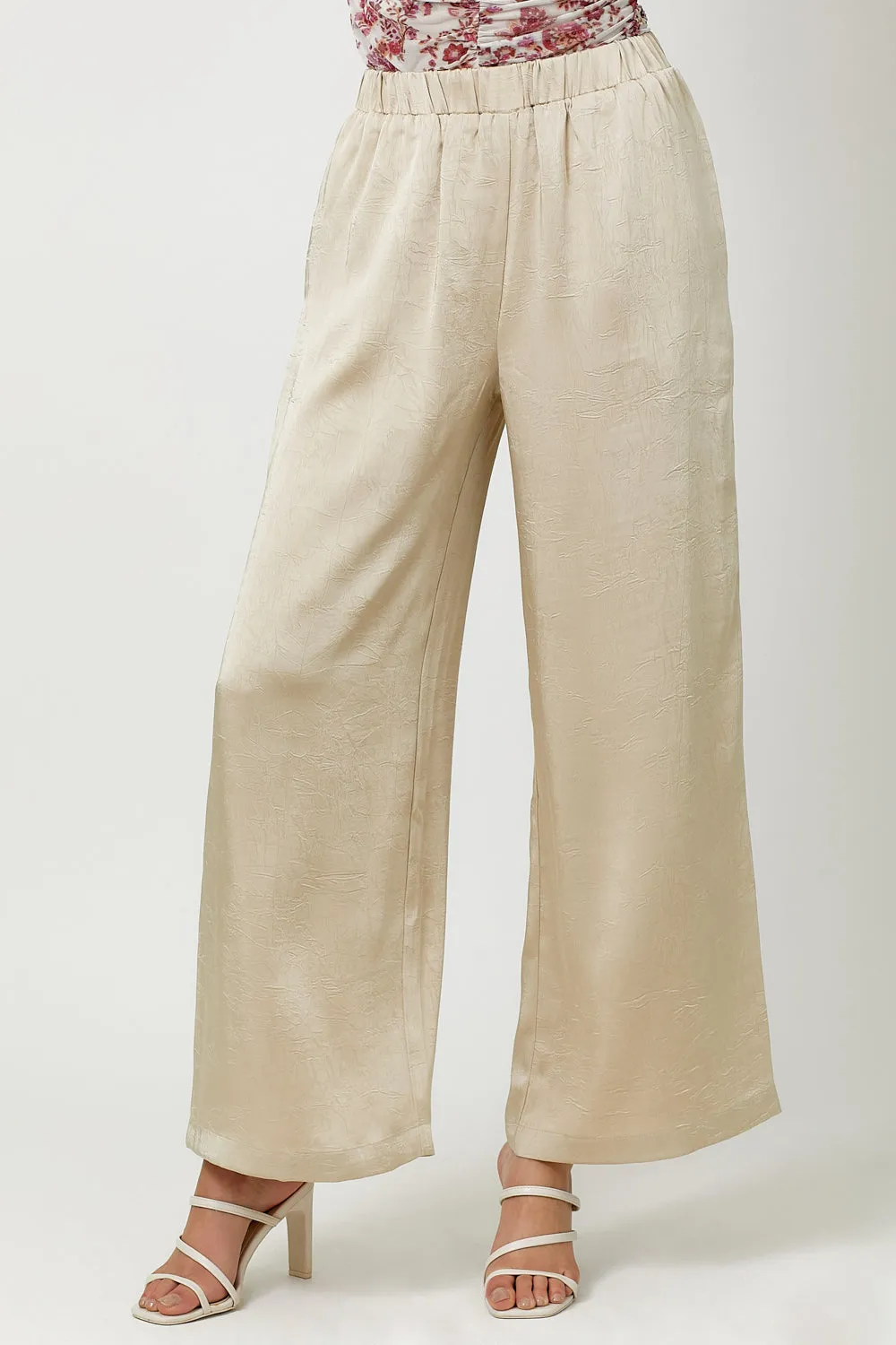 Crinkle Satin Pull On Pants