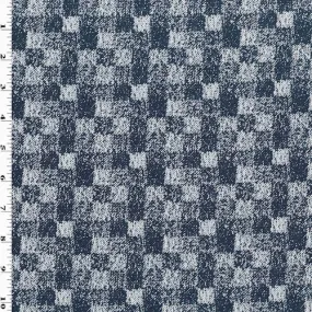 Dark Navy Blue/White Texture Checkered Jacquard Jacketing Fabric