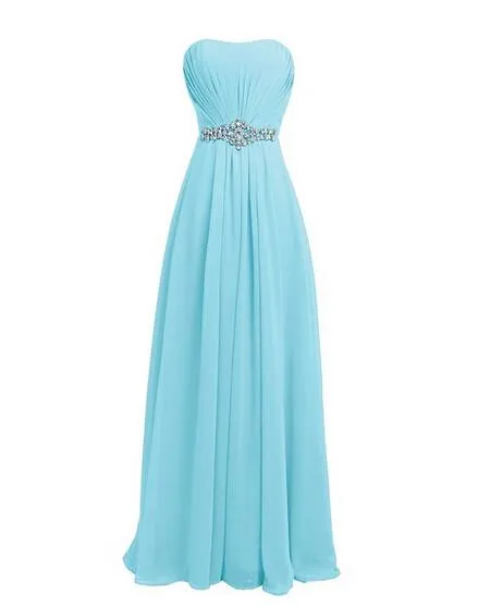 Evening  party prom dress with bling crystal waist and lace up back