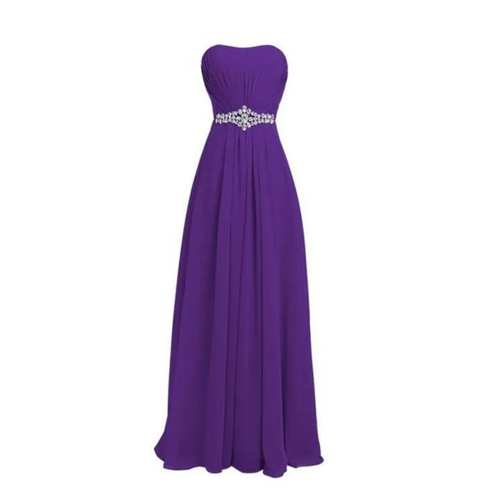 Evening  party prom dress with bling crystal waist and lace up back