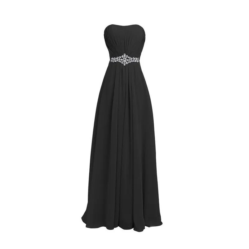 Evening  party prom dress with bling crystal waist and lace up back