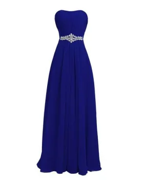 Evening  party prom dress with bling crystal waist and lace up back