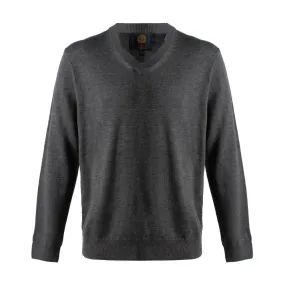 Extra Fine 'Zegna Baruffa' Merino Wool V-Neck Sweater in Charcoal by Viyella