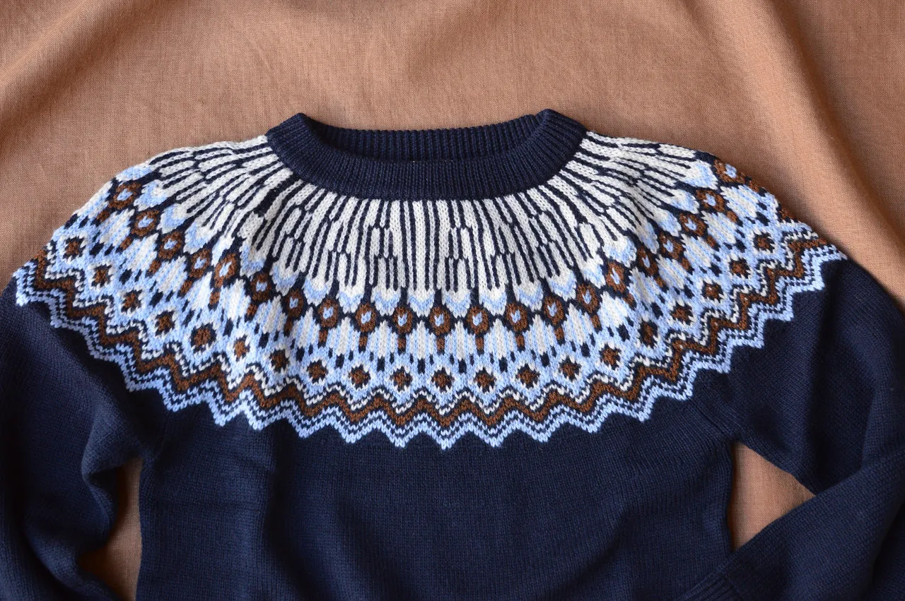 Fair Isle Sweater - 100% Merino - Dark Navy (2-12y)