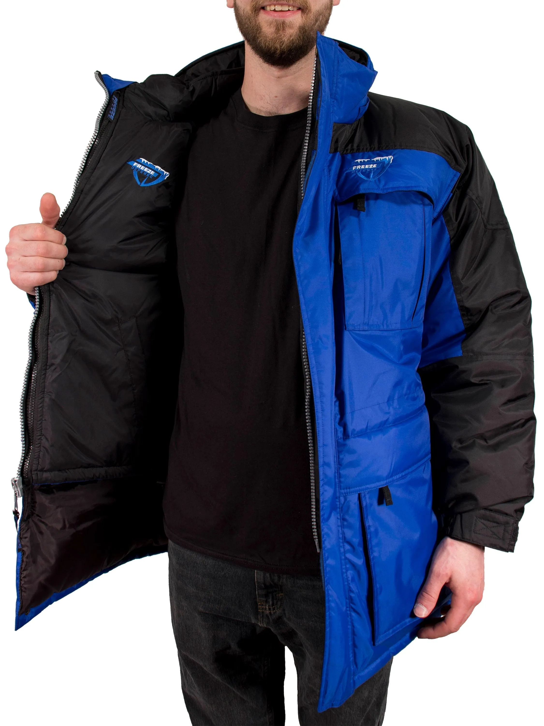 Freeze Defense Warm Men's 3in1 Winter Jacket Coat Parka & Vest (Medium, Blue)