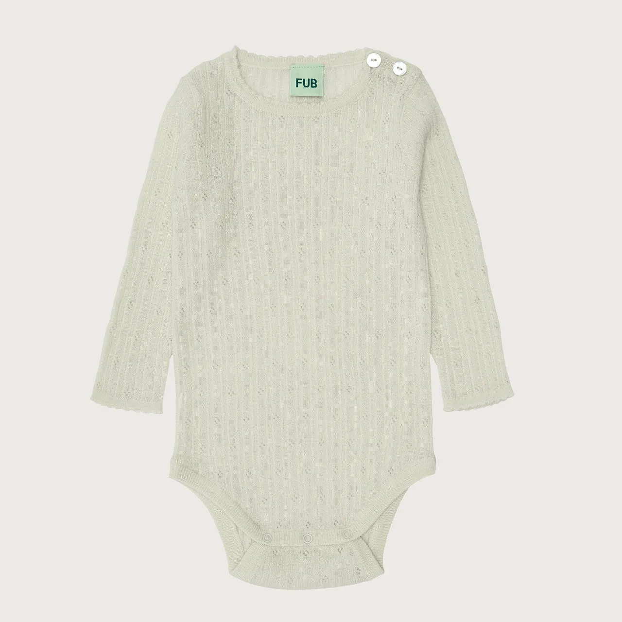 FUB Pointelle Baby Body Long Sleeve 100% Merino (0m-3y)