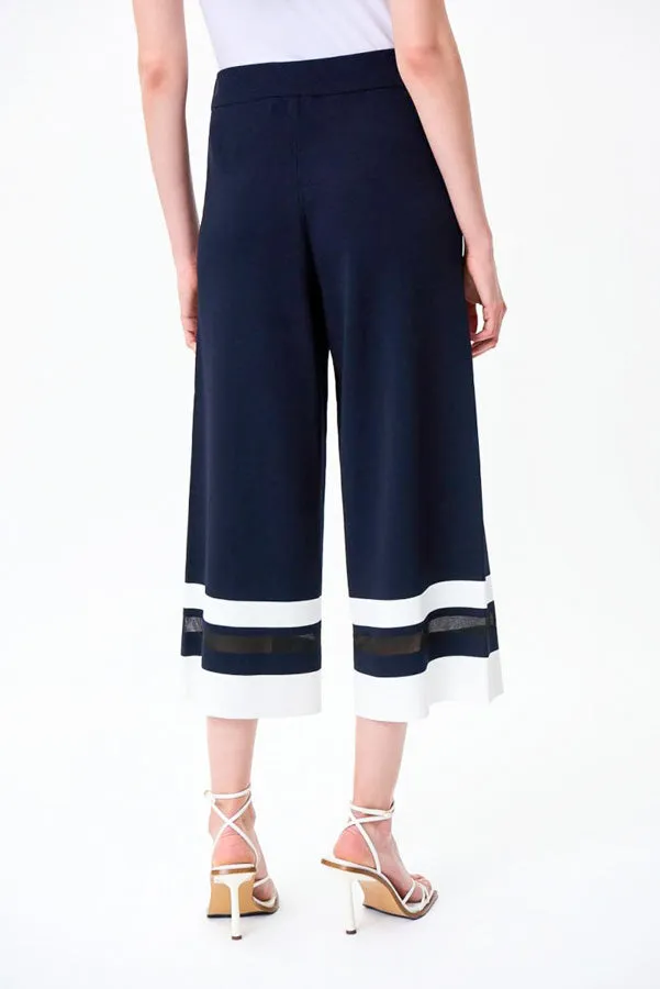 Joseph Ribkoff 231938 Striped Mesh Cuff Culotte Pants