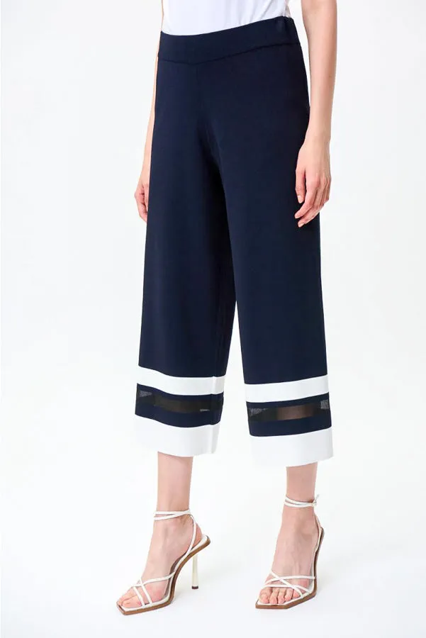 Joseph Ribkoff 231938 Striped Mesh Cuff Culotte Pants