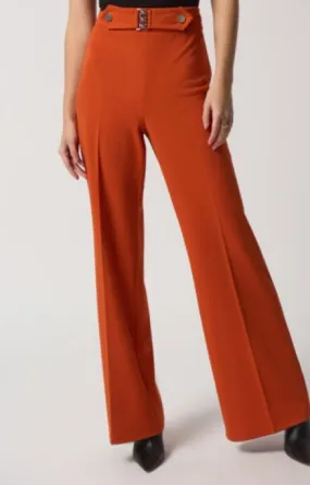 Joseph Ribkoff 233181 Tandoori Orange Belt Accent Pull On Wide Leg Pants