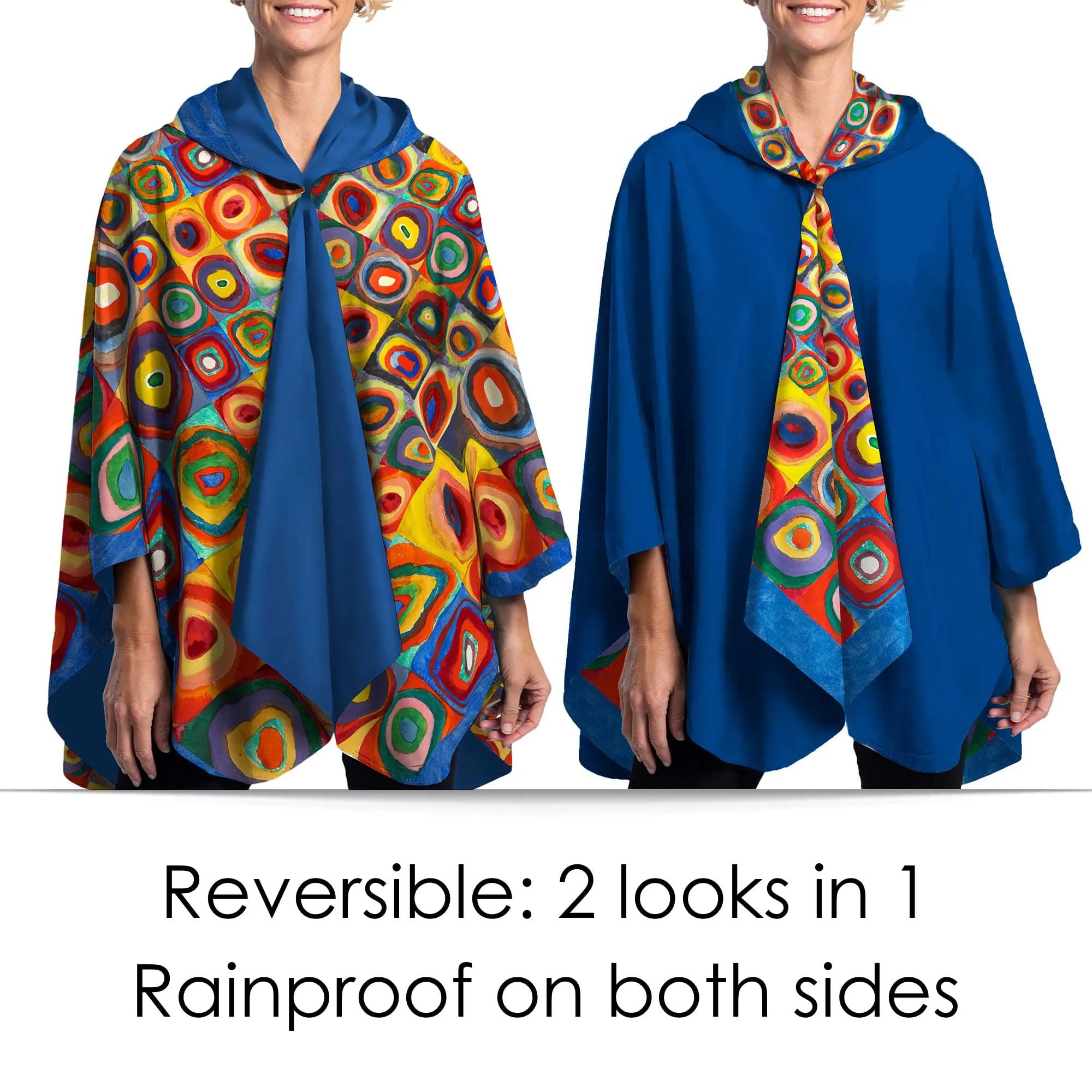 Kandinsky Circles Womens Rain Cape - Rainproof Breathable Rain Poncho