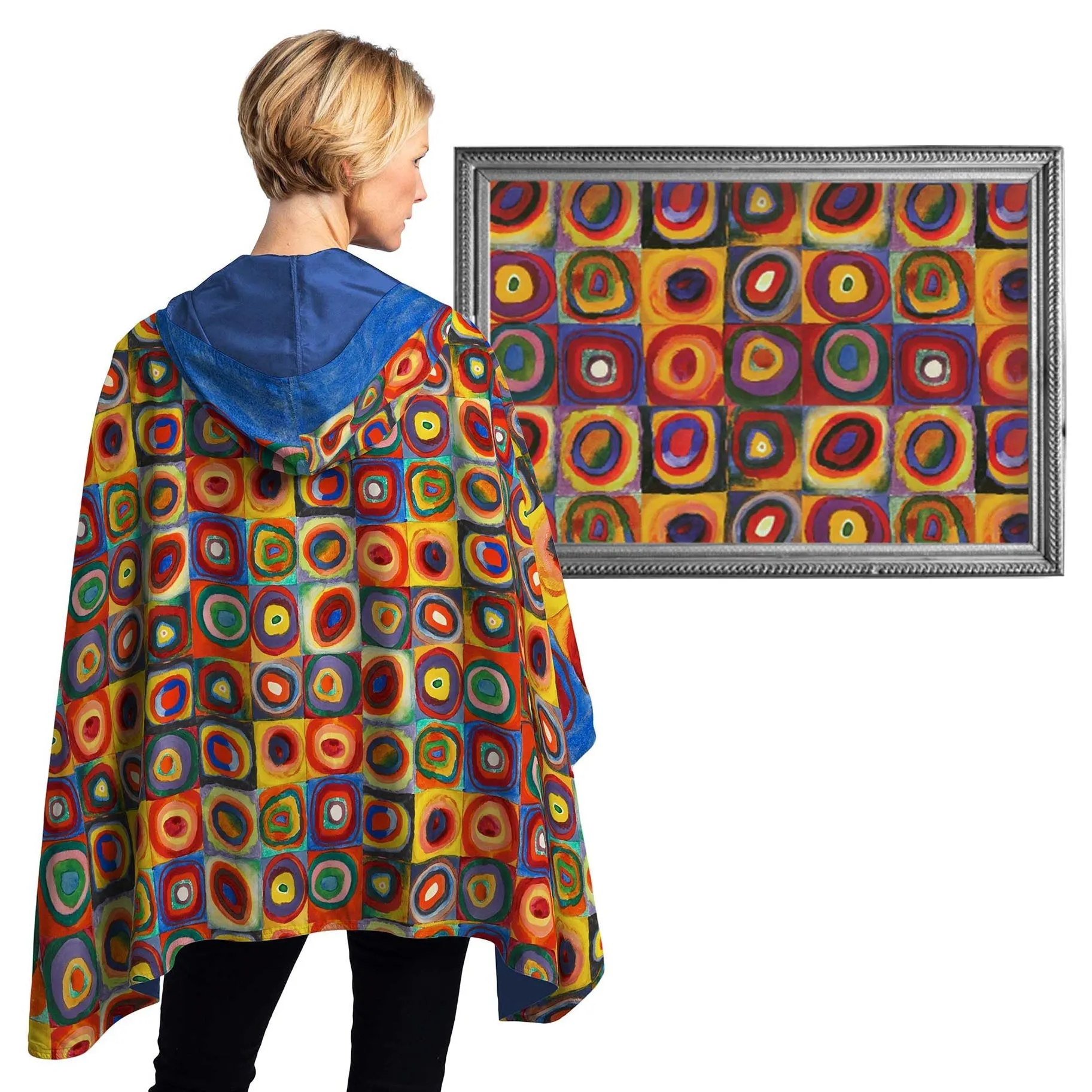 Kandinsky Circles Womens Rain Cape - Rainproof Breathable Rain Poncho