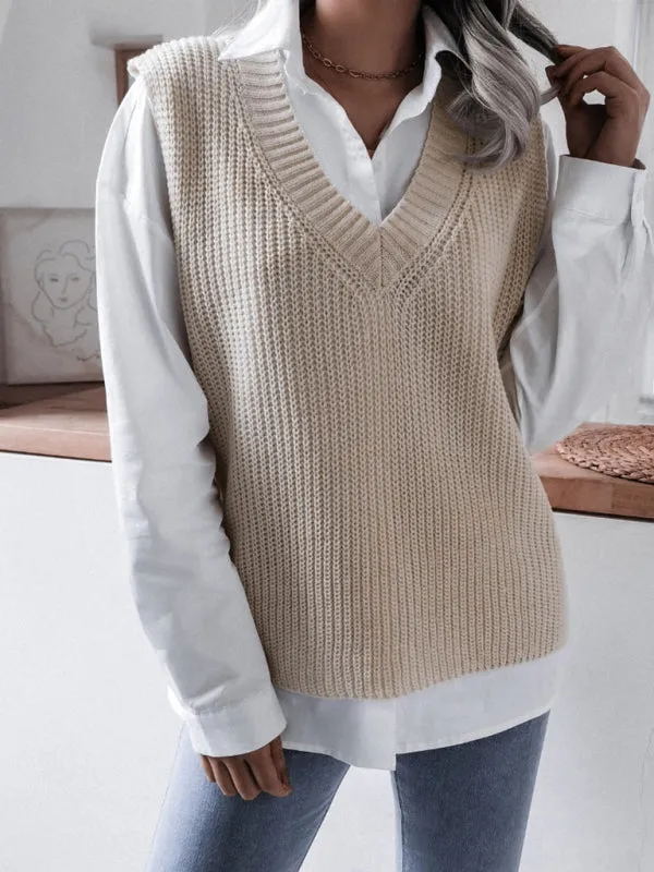 Knitted V Neck Sweater Vest