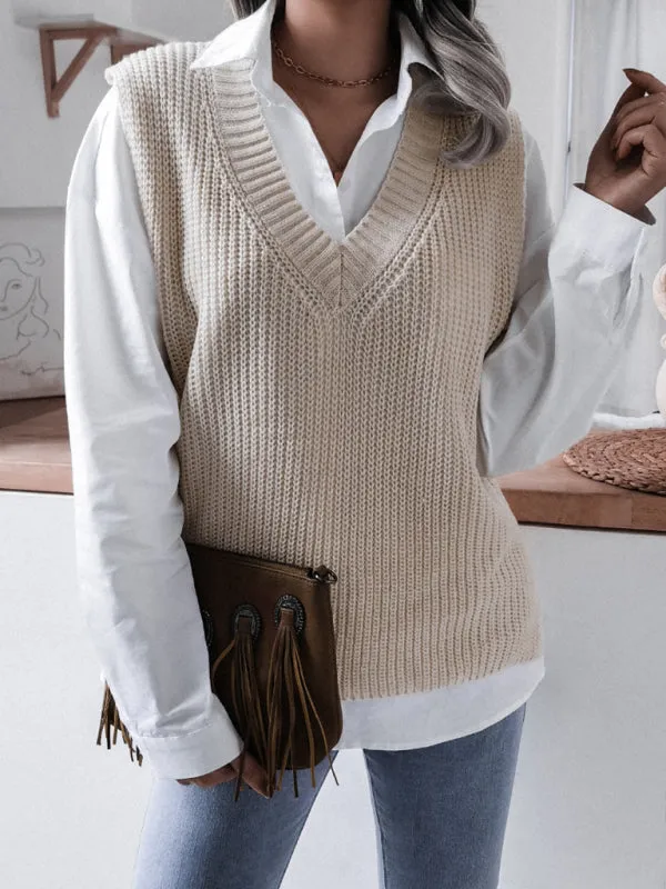 Knitted V Neck Sweater Vest