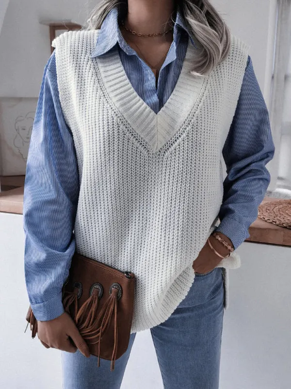 Knitted V Neck Sweater Vest