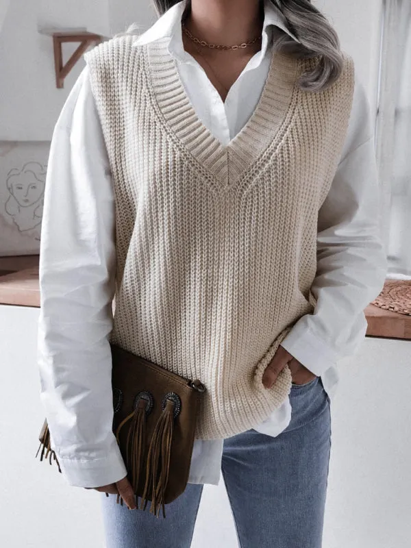 Knitted V Neck Sweater Vest