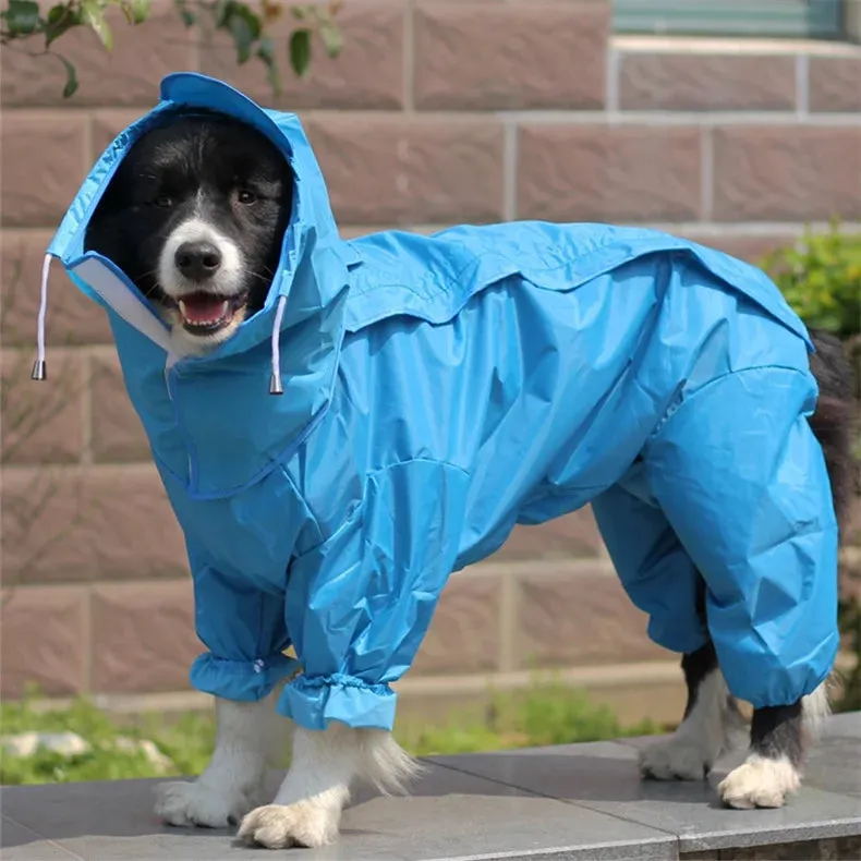 Large Dog Pet Boy Dog Raincoat Waterproof Rain Clothes Jumpsuit For Big Medium Small Dogs Golden Retriever Outdoor Pet Clothing Coat