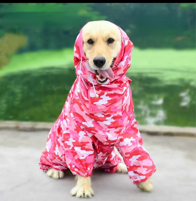 Large Dog Pet Boy Dog Raincoat Waterproof Rain Clothes Jumpsuit For Big Medium Small Dogs Golden Retriever Outdoor Pet Clothing Coat