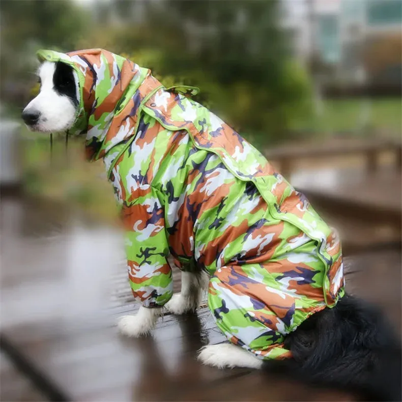 Large Dog Pet Boy Dog Raincoat Waterproof Rain Clothes Jumpsuit For Big Medium Small Dogs Golden Retriever Outdoor Pet Clothing Coat