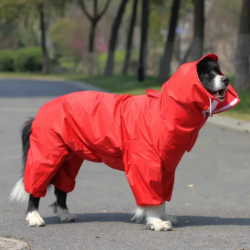 Large Dog Pet Boy Dog Raincoat Waterproof Rain Clothes Jumpsuit For Big Medium Small Dogs Golden Retriever Outdoor Pet Clothing Coat