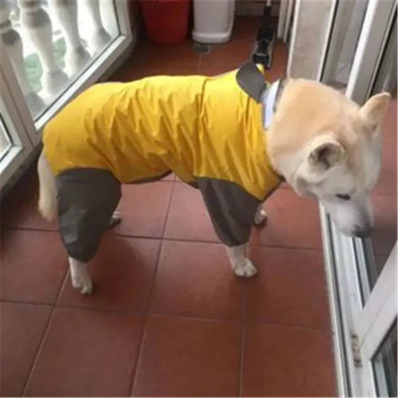 Large Dog Pet Boy Dog Raincoat Waterproof Rain Clothes Jumpsuit For Big Medium Small Dogs Golden Retriever Outdoor Pet Clothing Coat