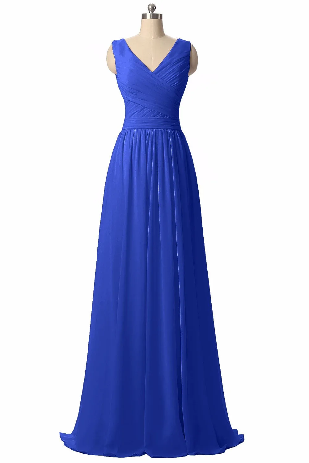 Long Chiffon V Neck Bridesmaid Dress At Bling Brides Bouquet - Online Bridal Store