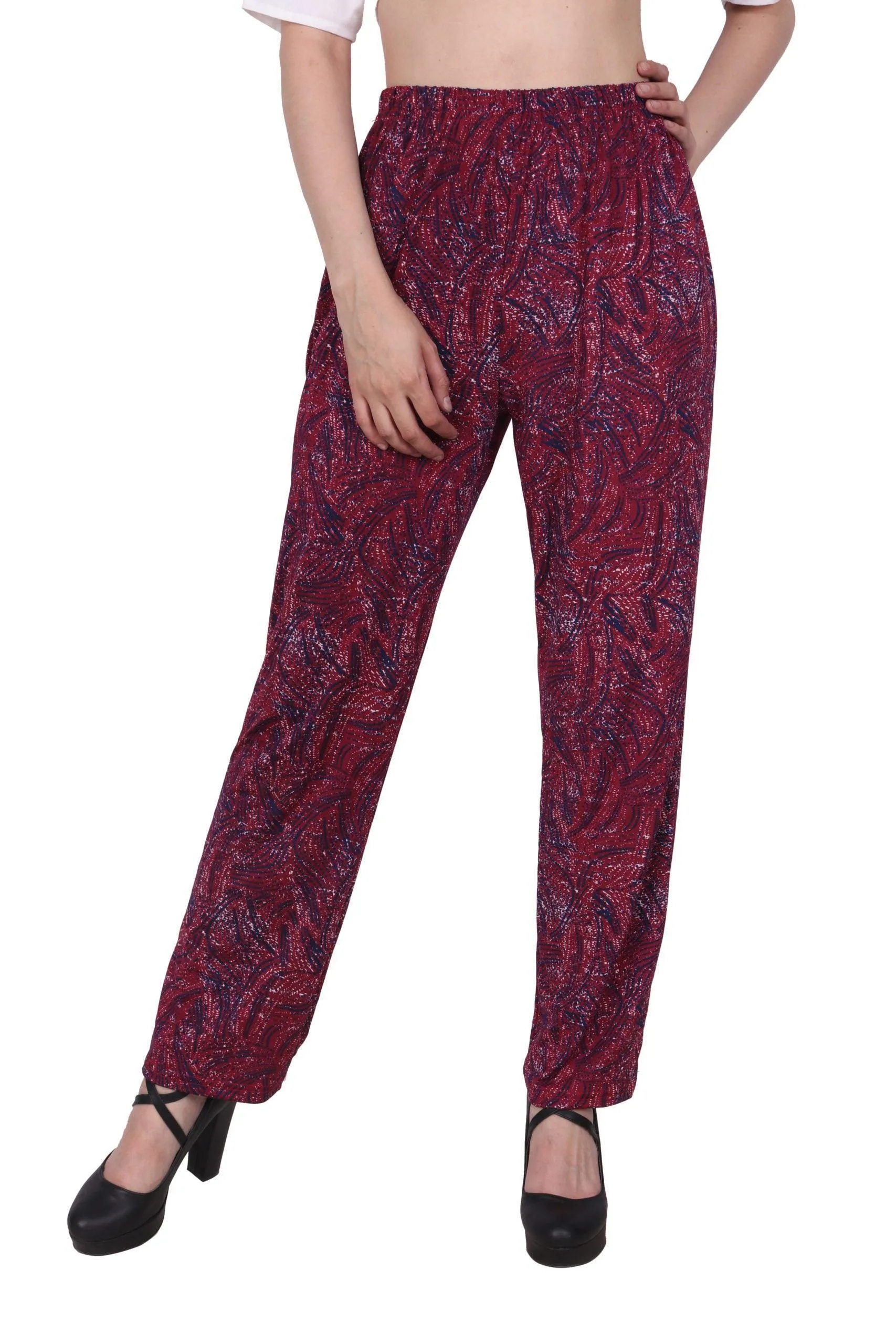 Maroon Abstract Printed Pants