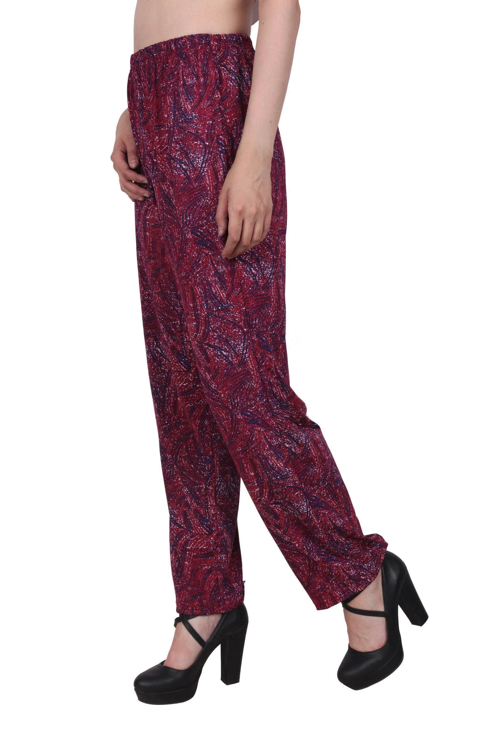 Maroon Abstract Printed Pants