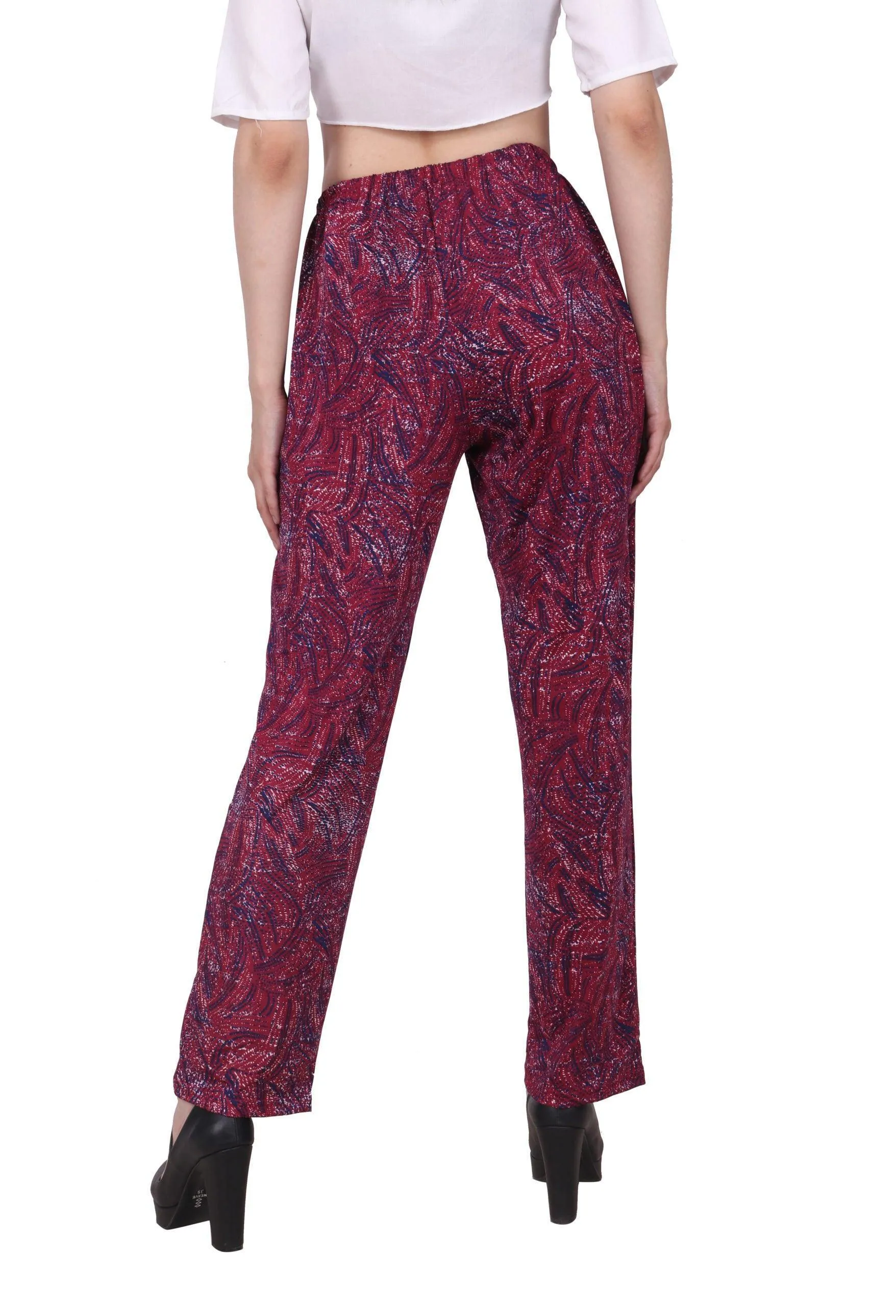 Maroon Abstract Printed Pants