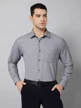 Men's Grey  Formal Self Textured Full Sleeve Shirt