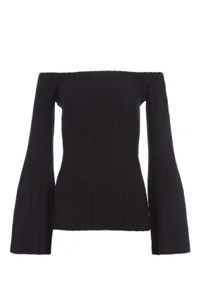 Nelson Knit Sweater in Black Merino Wool Cashmere