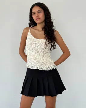 Octavia Asymmetric Cami Top in Lace Ivory