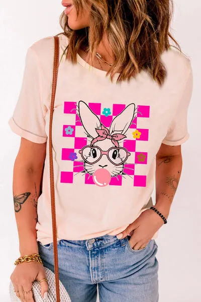 Rabbit Round Neck Short Sleeve T-Shirt