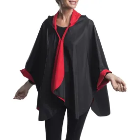 RainCaper Black & Crimson Travel Cape & Womens Rain Coat