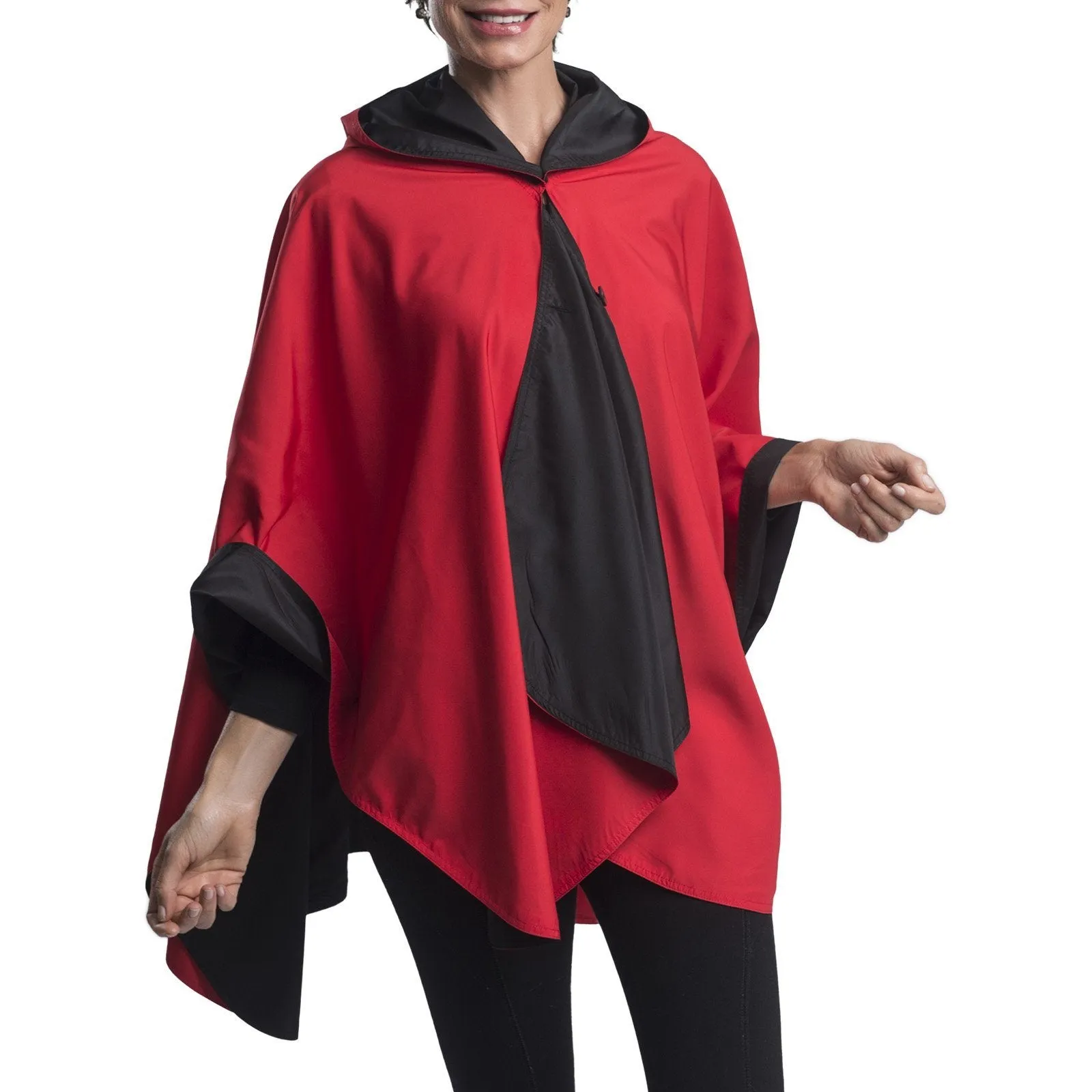 RainCaper Black & Crimson Travel Cape & Womens Rain Coat