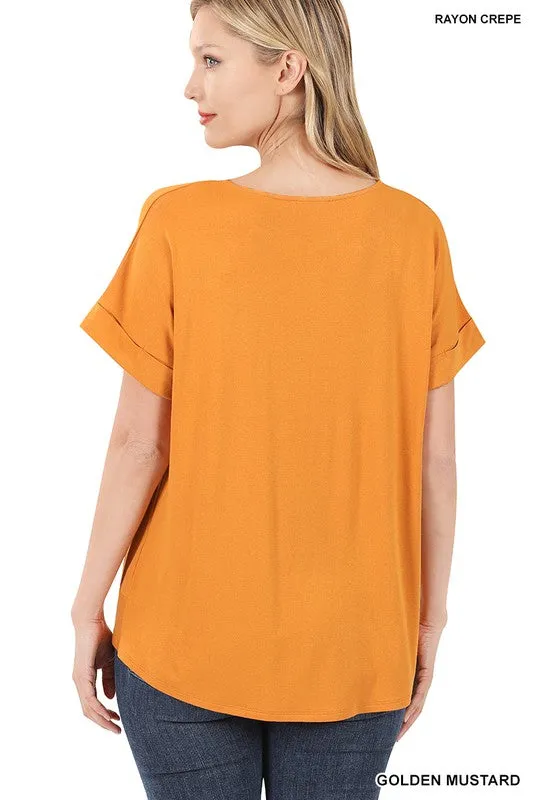 Rayon Span Crepe Knot-Front Top