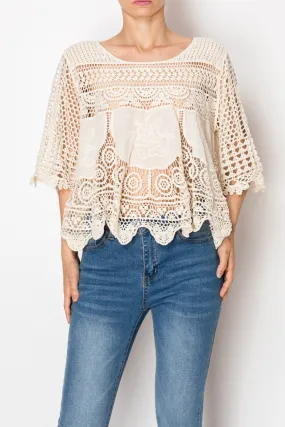 Short Lace Crochet Top #819