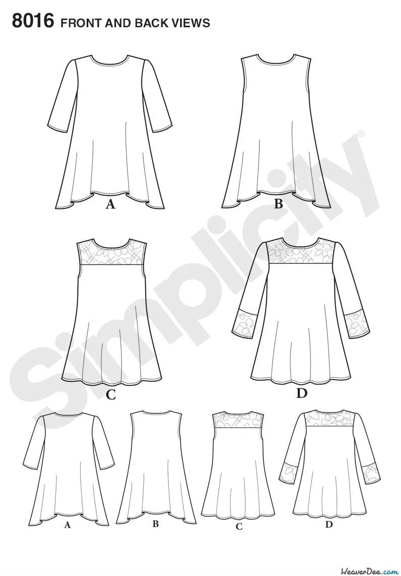 Simplicity Pattern S8016 Misses' Knit Tops with Lace Variations