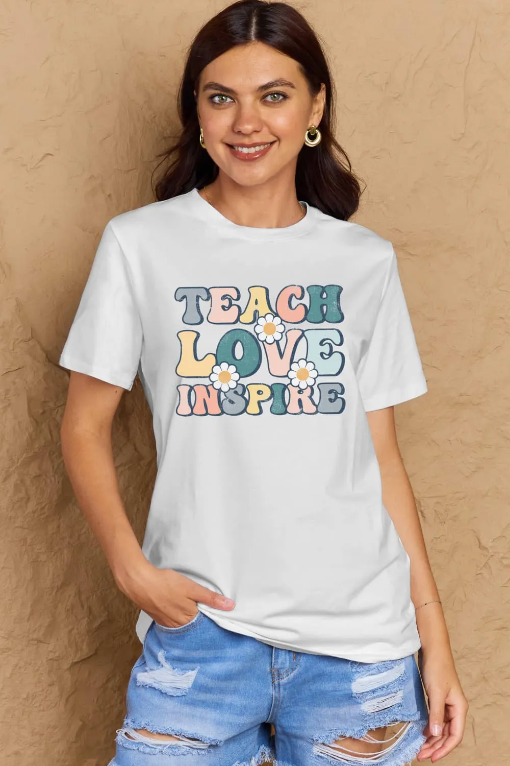 TEACH LOVE INSPIRE Graphic Cotton T-Shirt