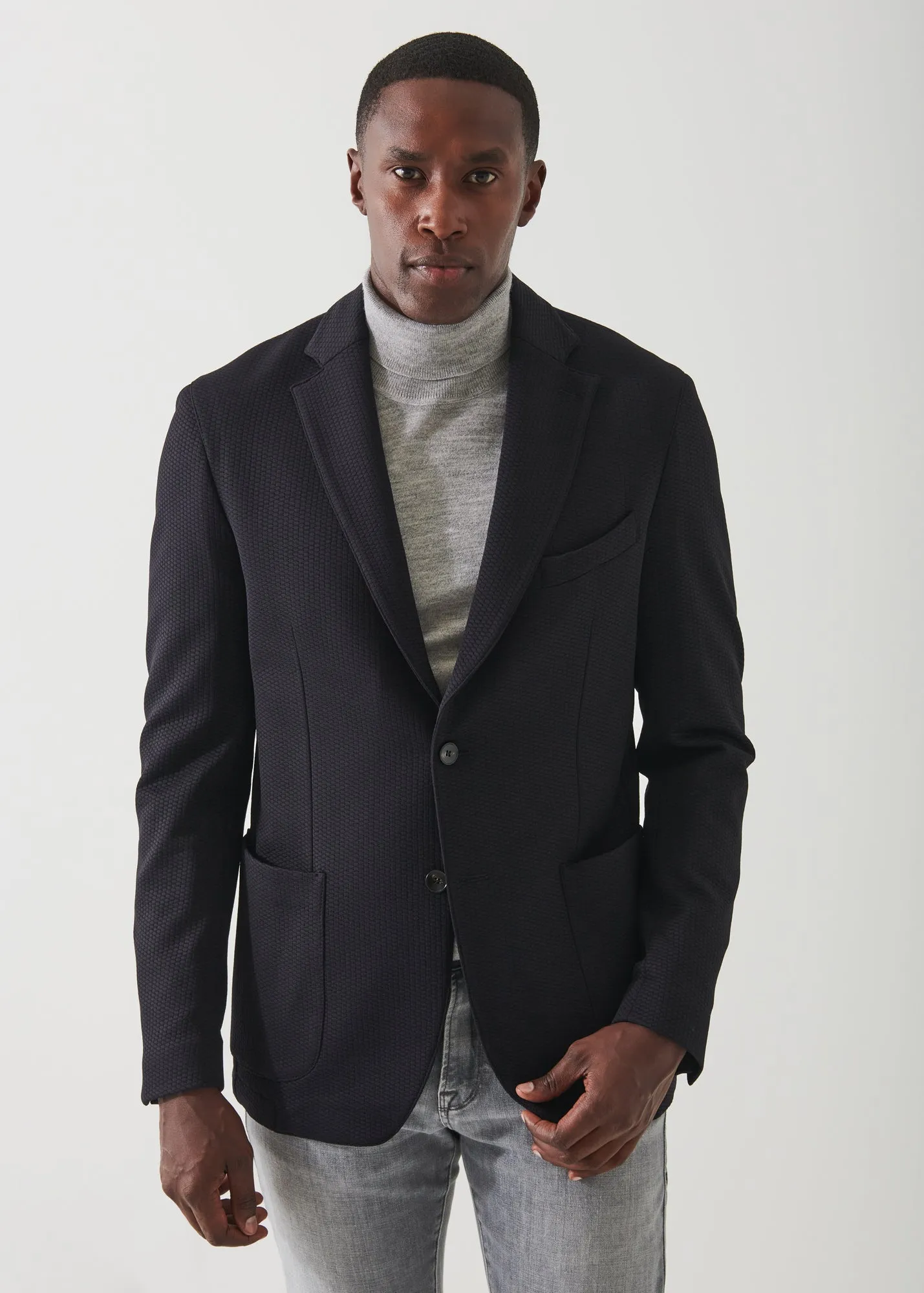 Textured Nylon Two-Button Blazer