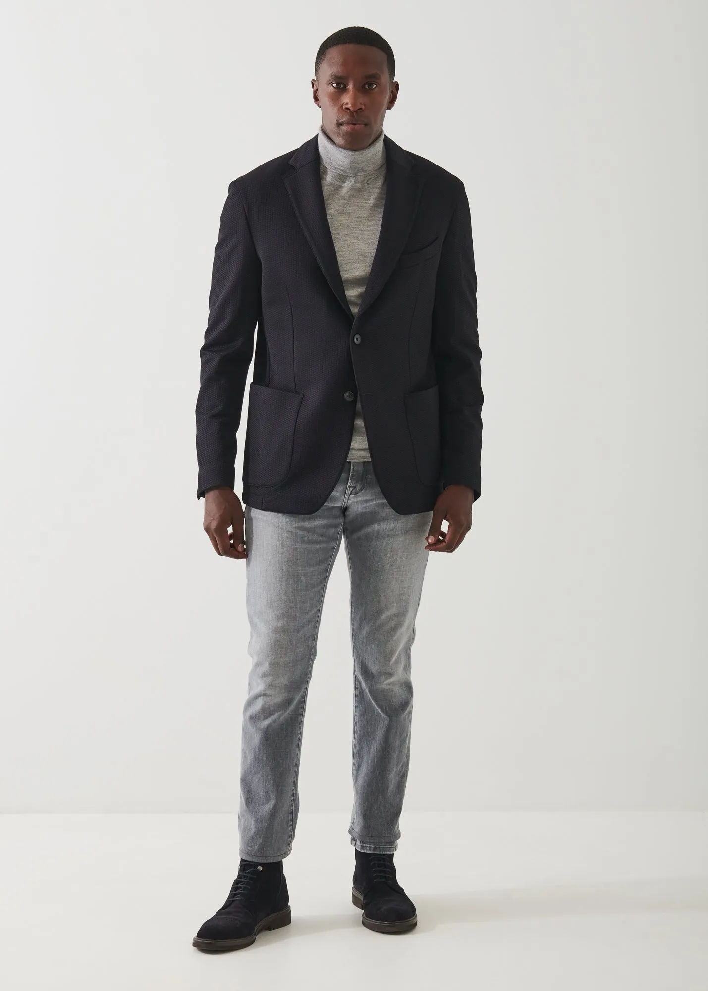 Textured Nylon Two-Button Blazer