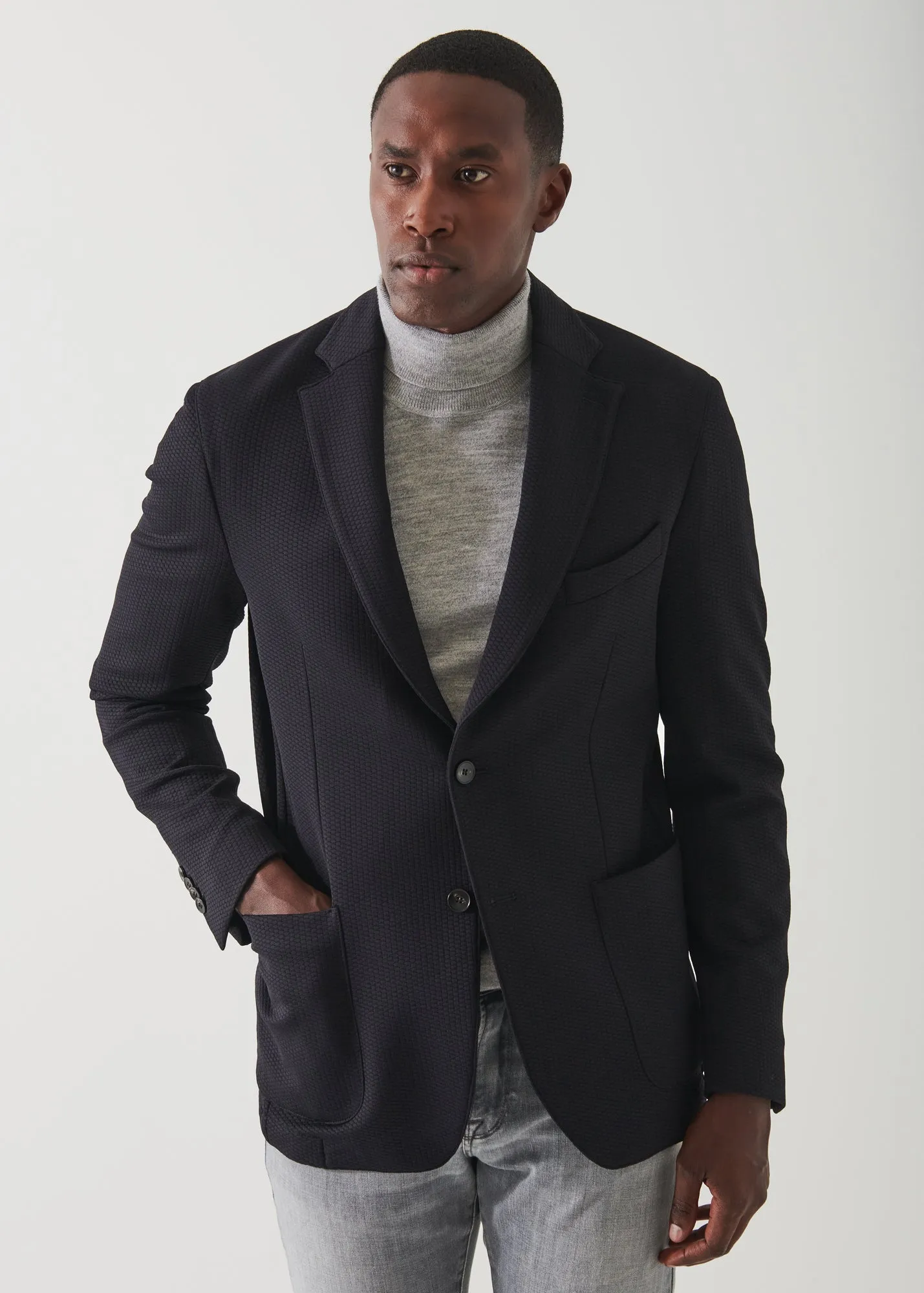 Textured Nylon Two-Button Blazer